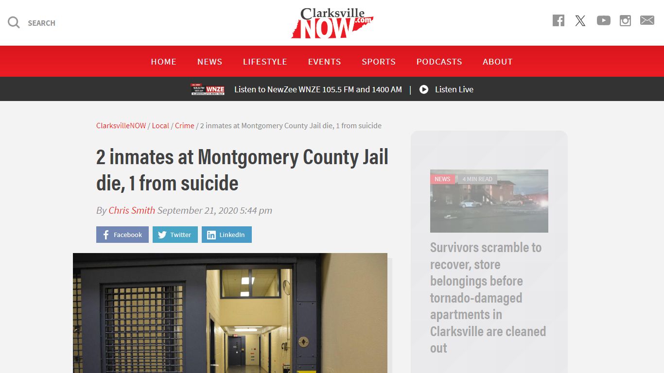 2 inmates at Montgomery County Jail die, 1 from suicide